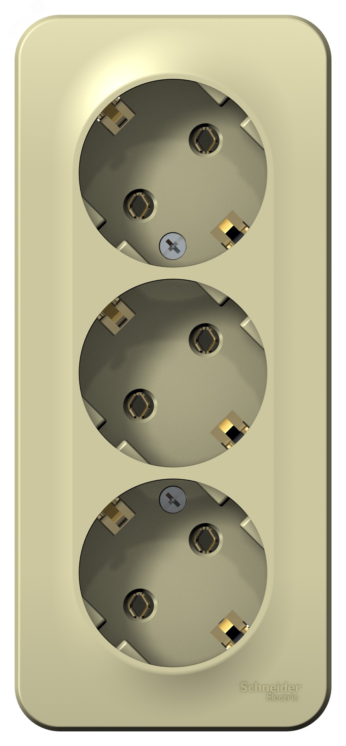 Фото товара Розетка 3-м ОП Blanca 16А IP20 250В с заземл. без защ. шторок с изолир. пластиной беж. SE BLNRA010317