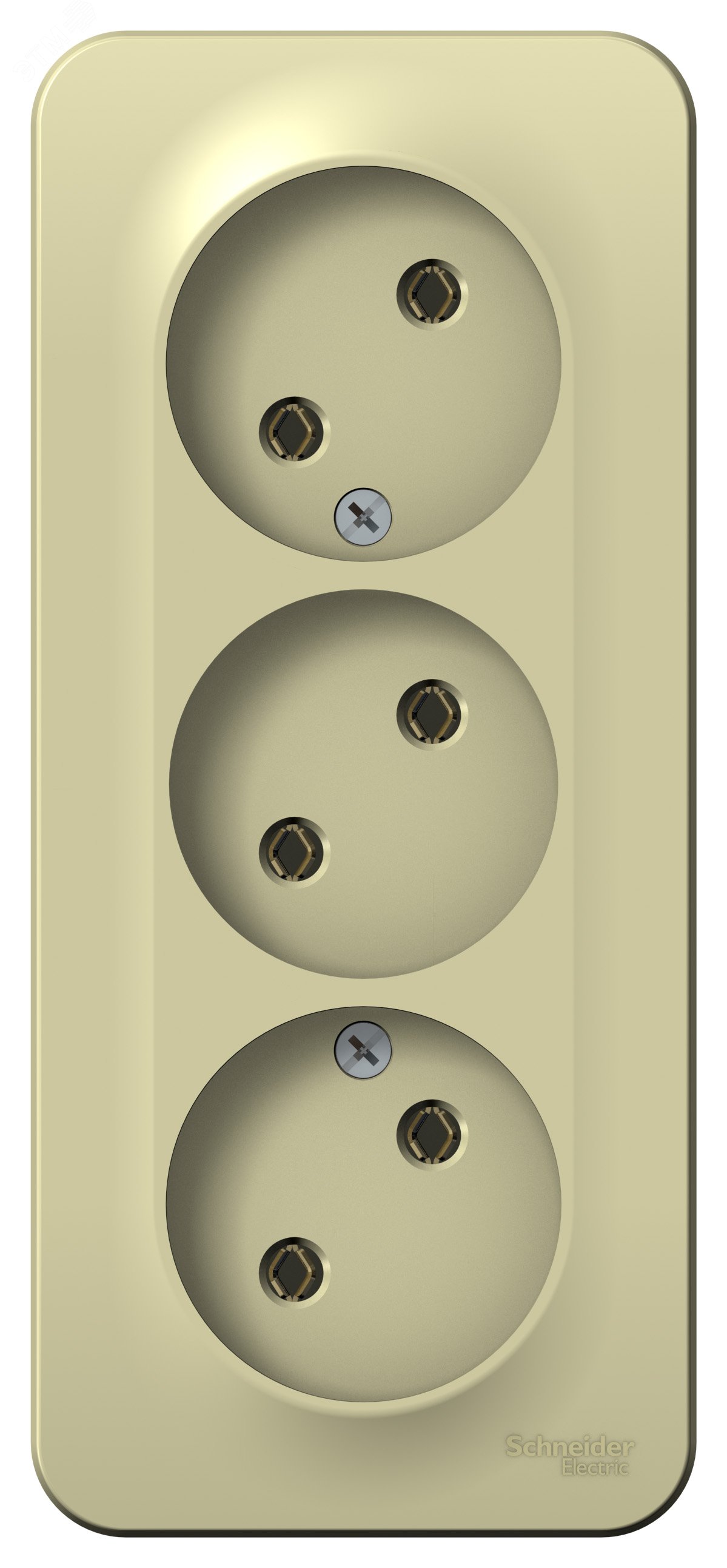 Фото товара Розетка 3-м ОП Blanca 16А IP20 250В без заземл. без защ. шторок с изолир. пластиной беж. SE BLNRA000317