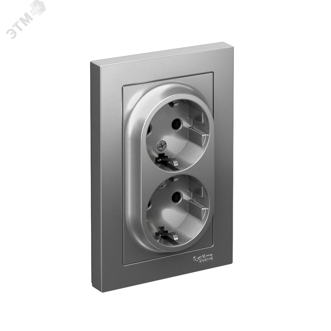 Фото товара Розетка 2-м СП AtlasDesign 16А IP20 с заземл. в сборе сталь SE ATN000924