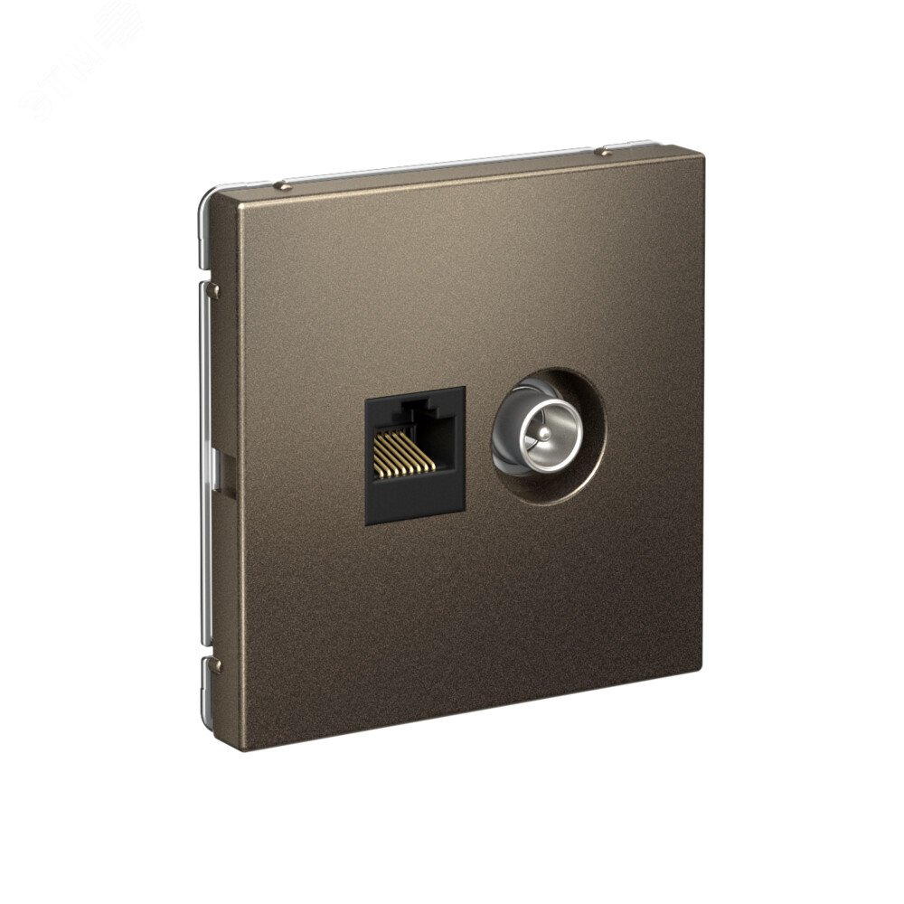 Фото товара ARTGALLERY розетка двойная ТВ + компьютерная RJ45, кат. 5Е, мокко GAL000689