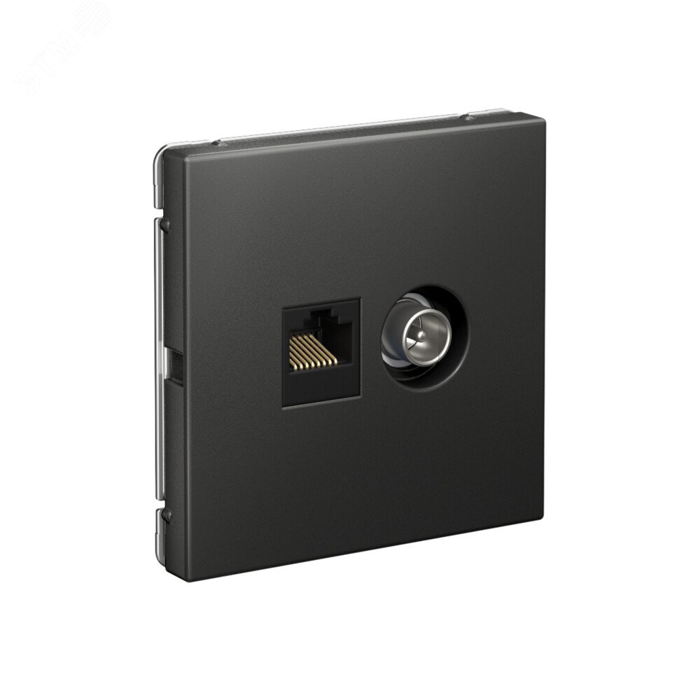 Фото товара ARTGALLERY розетка двойная ТВ + компьютерная RJ45, кат. 5Е, базальт GAL001489