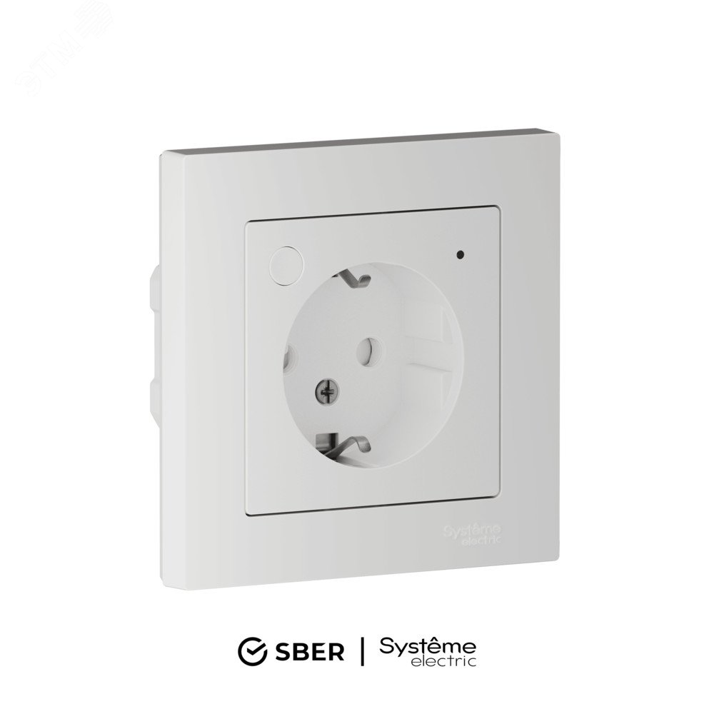 Фото товара ATLASDESIGN SMART РОЗЕТКА с заземл., со шт., Zigbee, L+N, 16А, мех., БЕЛЫЙ ATN000145Z