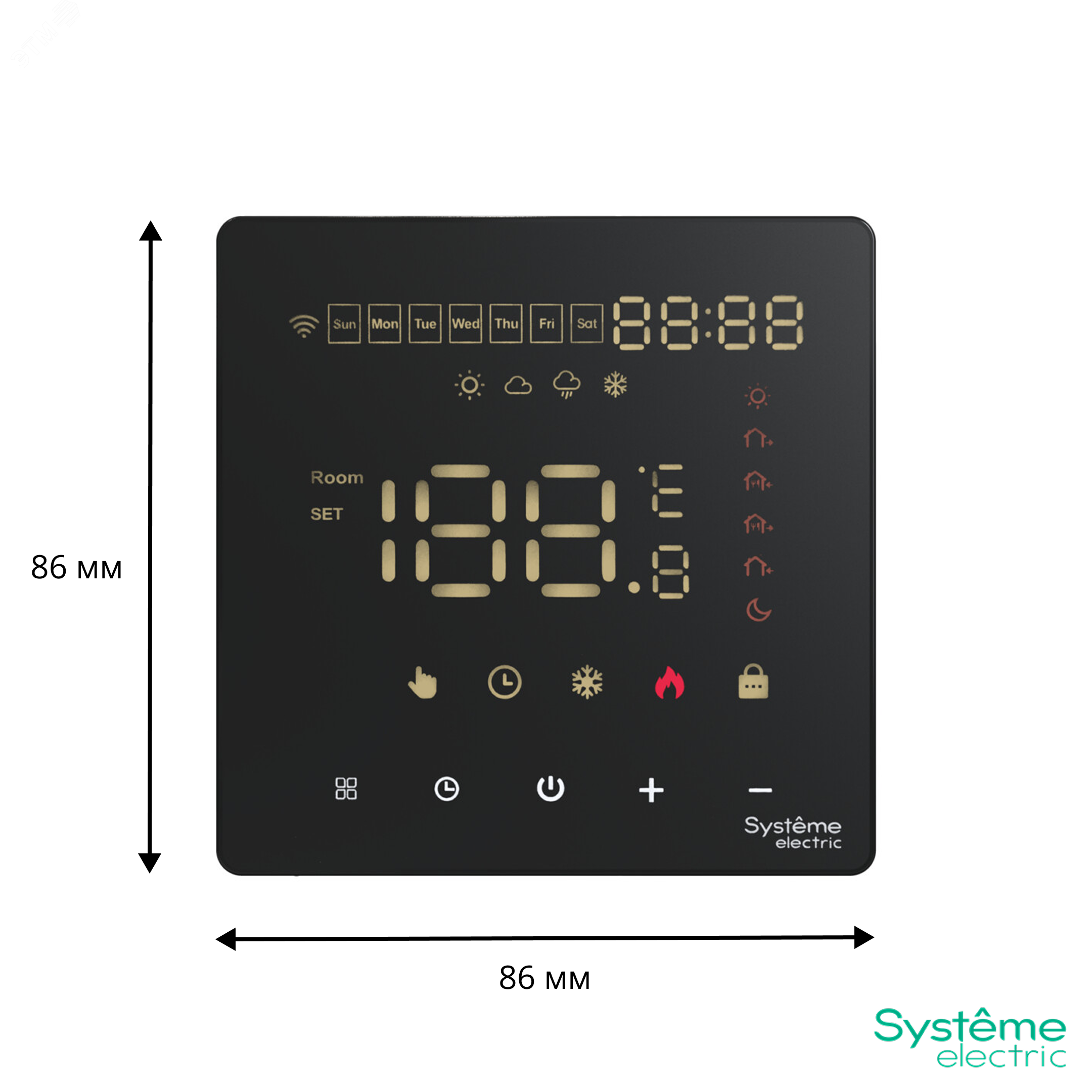 Фото товара ARTGALLERY ТЕРМОСТАТ программируемый с Wi-Fi для электрического теплого пола, 16 А, моноблочный, ЧЕРНЫЙ GAL001038