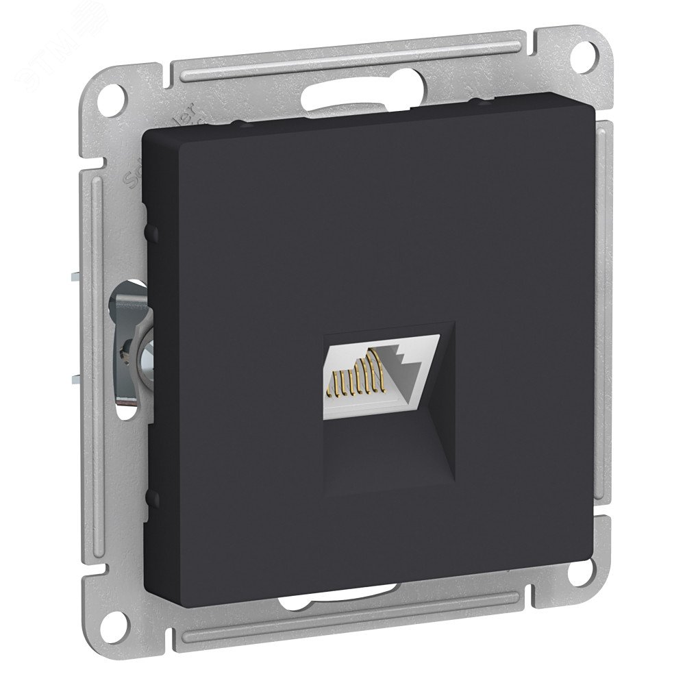 ATLASDESIGN РОЗЕТКА компьютерная RJ45, кат. 6A, механизм, КАРБОН ATN001086