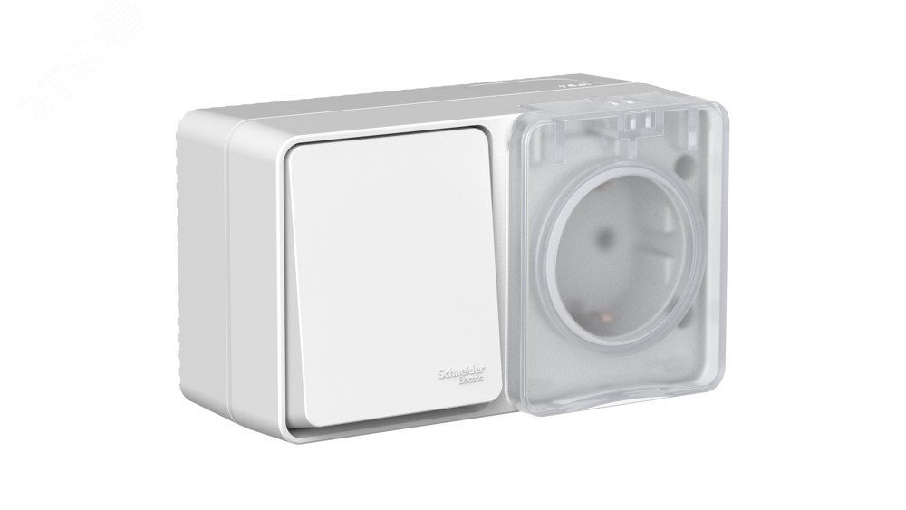 Фото товара Блок ОП AtlasDesign PROFI IP54 (розетка 16А заземл. защ. шторки + 1-кл. выключатель 10А) сер. SE ATN543070