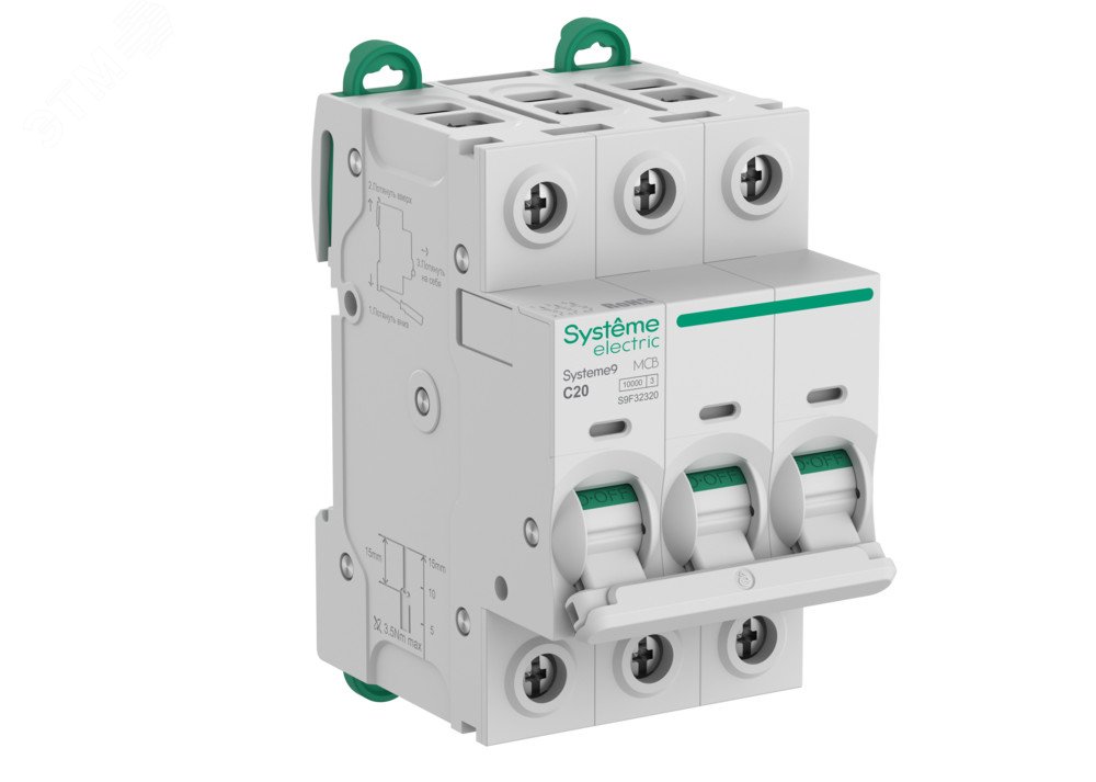 Фото товара Выключатель автоматический (АВ) C 20A 3P 10kA 400В Systeme9 S9F32320