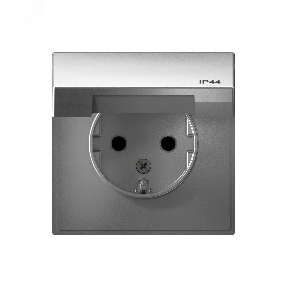 Фото товара Розетка ArtGallery 16А IP44 с заземл. защ. шторки с крышкой механизм алюм. SE GAL440346