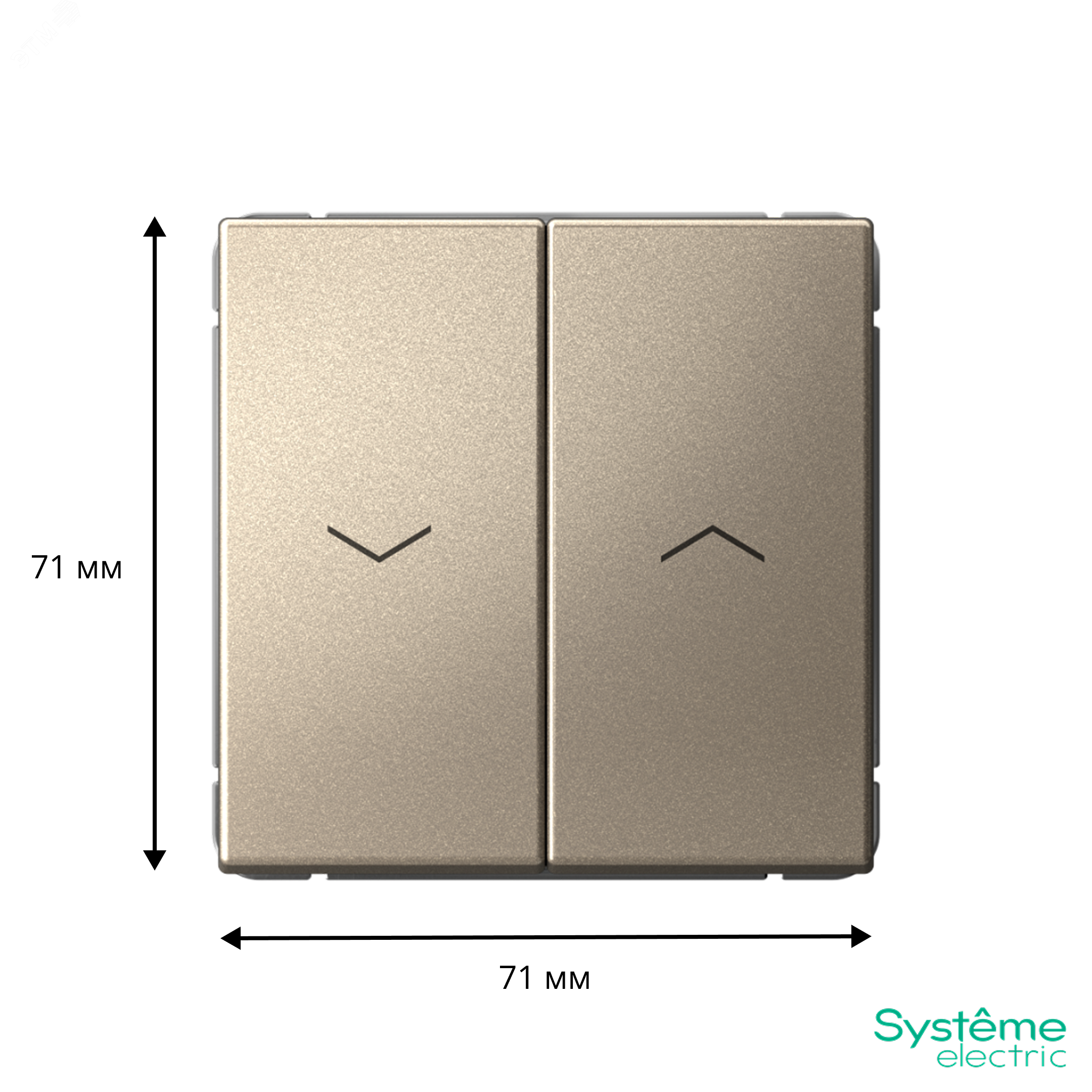 Фото товара ARTGALLERY 2-клавишный выключатель для жалюзи, 2х сх.4, 10А, механизм, шампань GAL000519