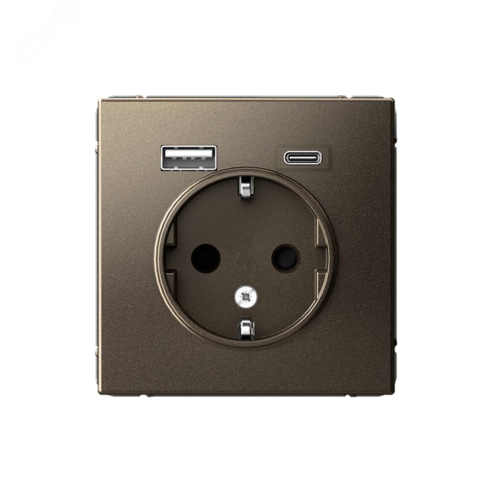 Фото товара ARTGALLERY розетка 16А с 2 USB A+C, 5В/2,4А/3,0А, 2х5В/1,5А, механизм, мокко GAL000632