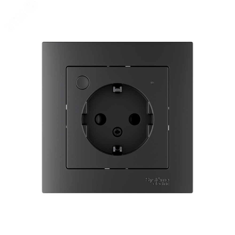 Фото товара ATLASDESIGN SMART РОЗЕТКА с заземл., со шт., Zigbee, L+N, 16А, мех., КАРБОН ATN001045Z