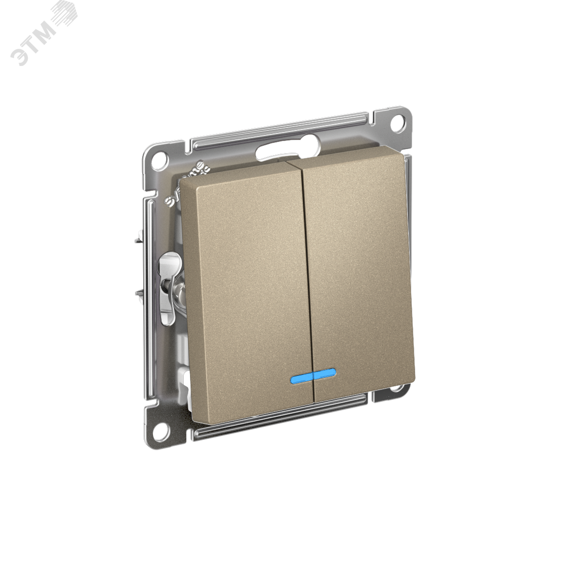 Выключатель 2-кл. СП AtlasDesign 10А IP20 (сх. 5а) 10AX с подсветкой механизм шампань SE ATN000553