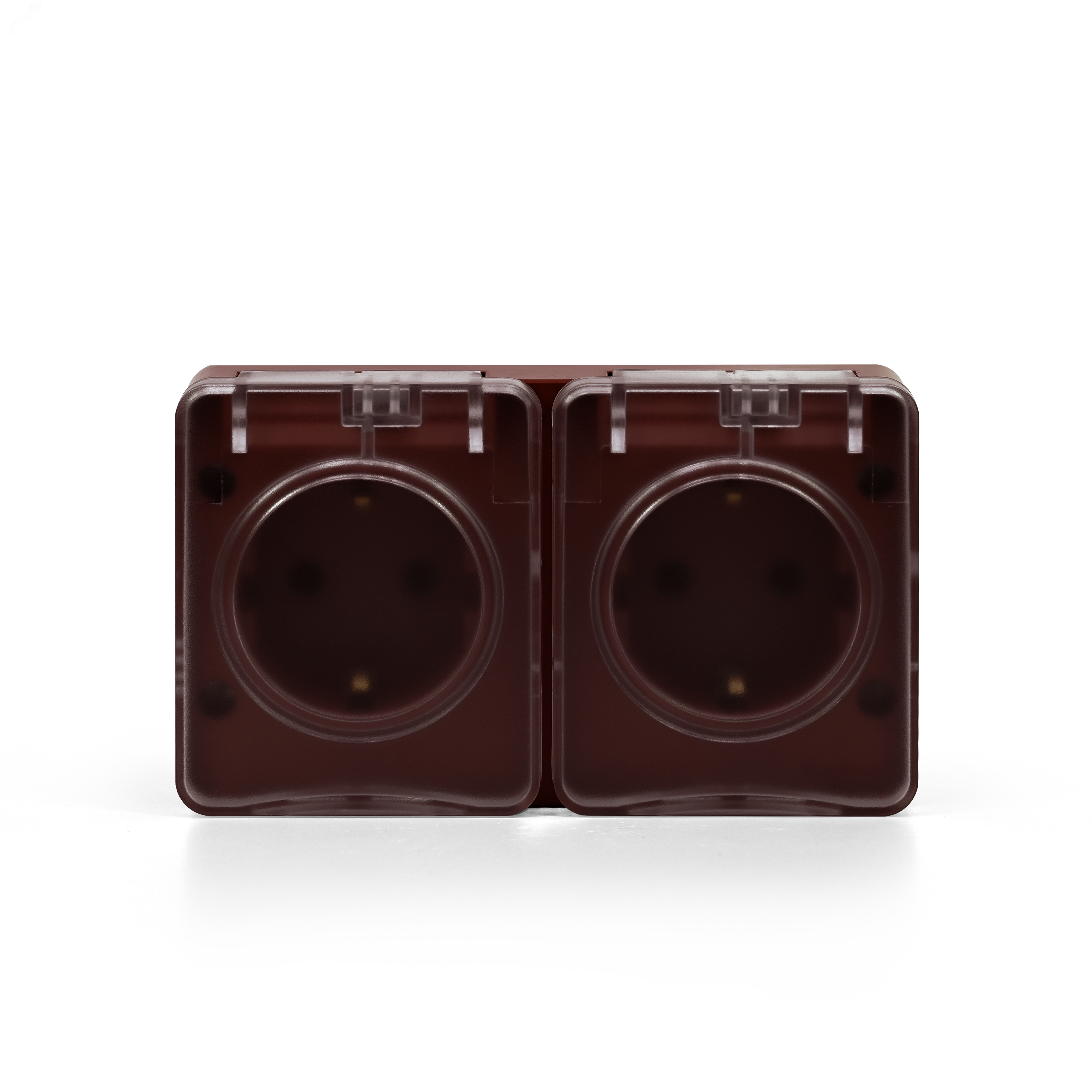 Фото товара AtlasDesign PROFI IP54 О/У РОЗЕТКА двойная с з/к со шторками 16А, КОРИЧНЕВЫЙ ATN546026