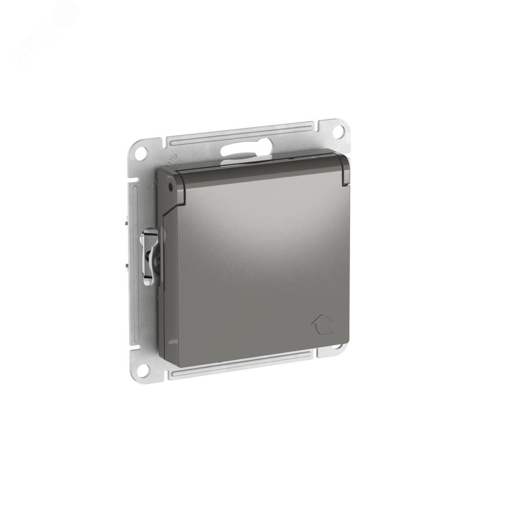 ATLASDESIGN РОЗЕТКА с заземл. со шторк. с крышкой,16А,IP20, быстрозажимные клеммы, СТАЛЬ ATN000946S