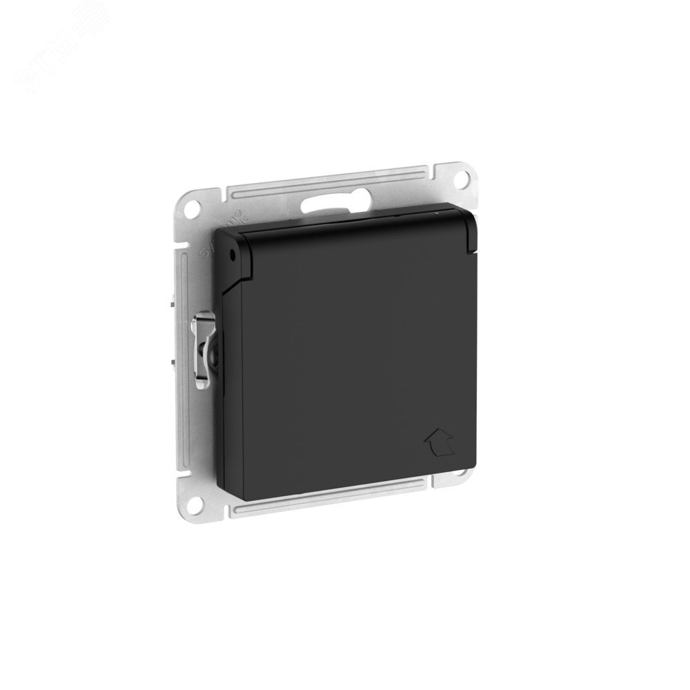 ATLASDESIGN РОЗЕТКА с заземл. со шторк. с крышкой, 16А, IP20,мех., быстрозажимные клеммы, КАРБОН ATN001046S