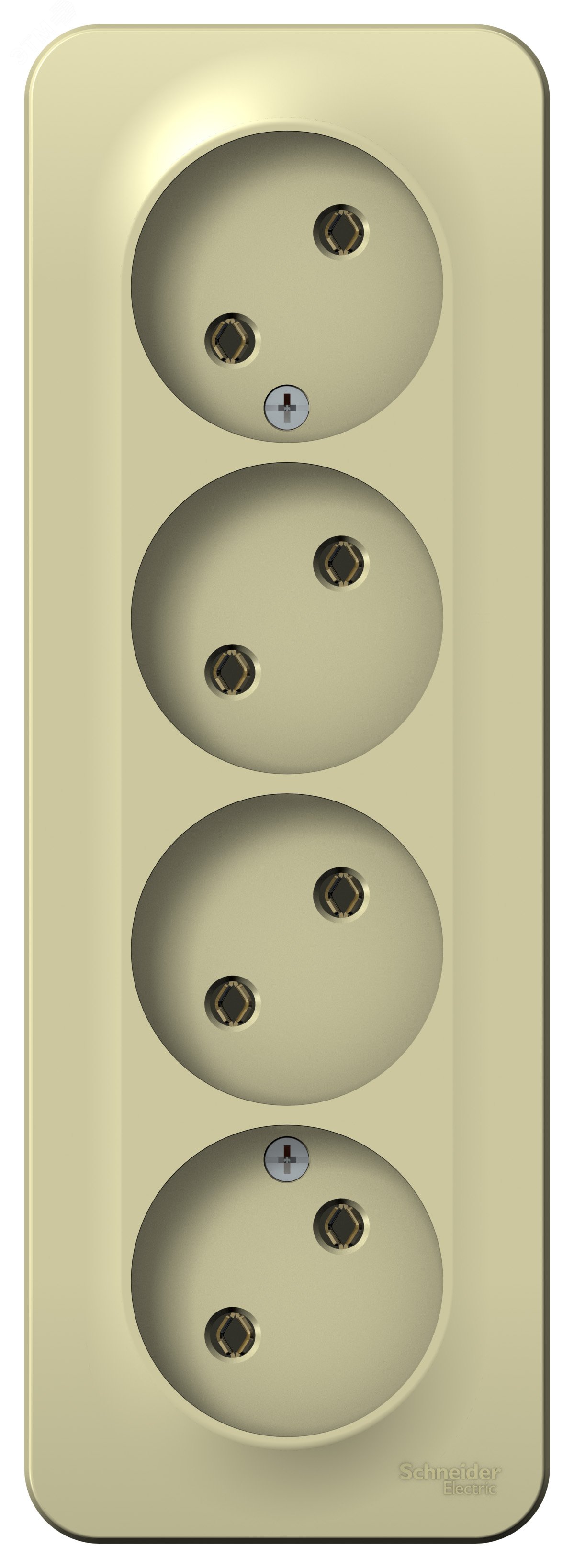 Фото товара Розетка 4-м ОП Blanca 16А IP20 250В без заземл. без защ. шторок с изолир. пластиной беж. SE BLNRA000417