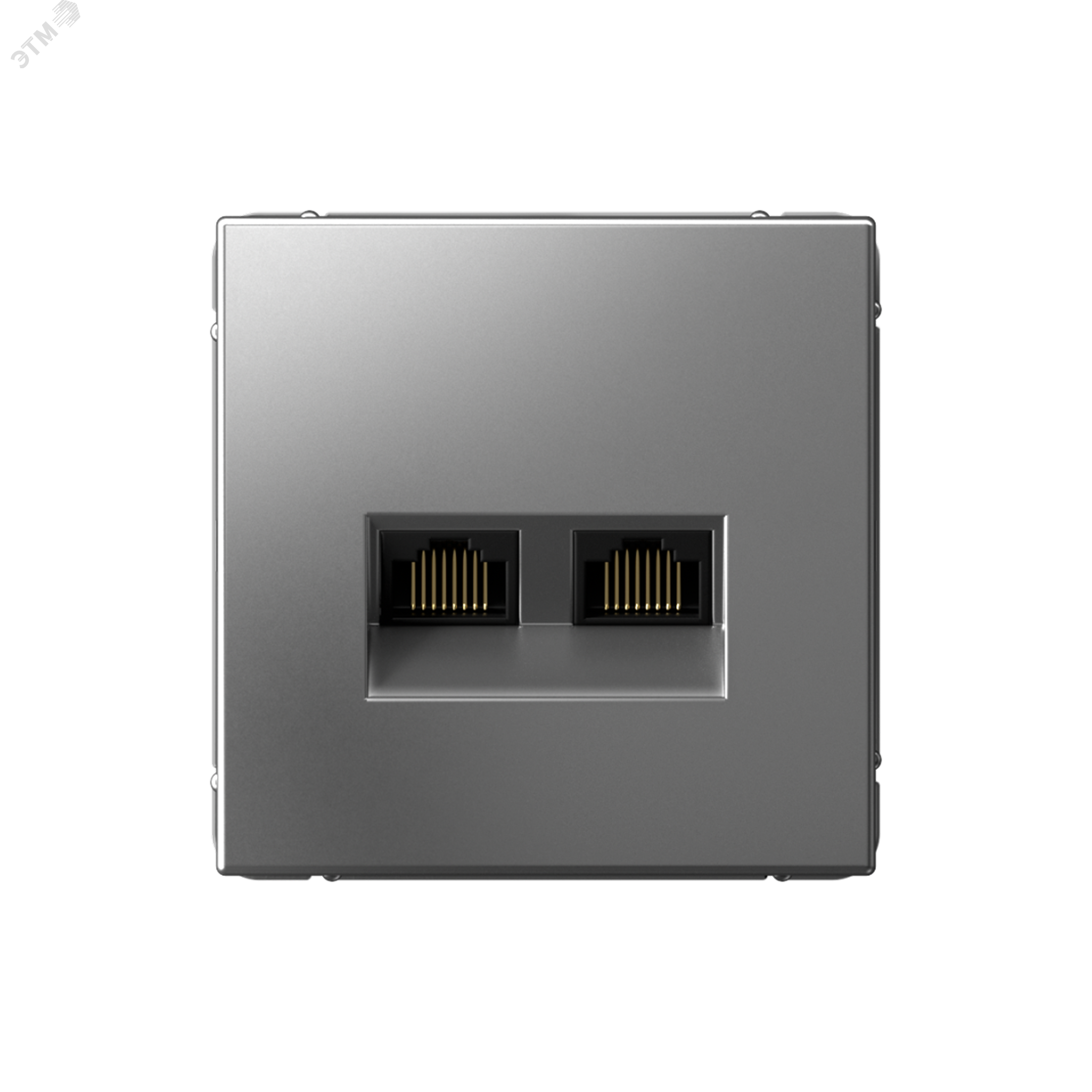 Фото товара ARTGALLERY РОЗЕТКА двойная компьютерная RJ45+RJ45, кат. 5е, механизм, СТАЛЬ GAL000985