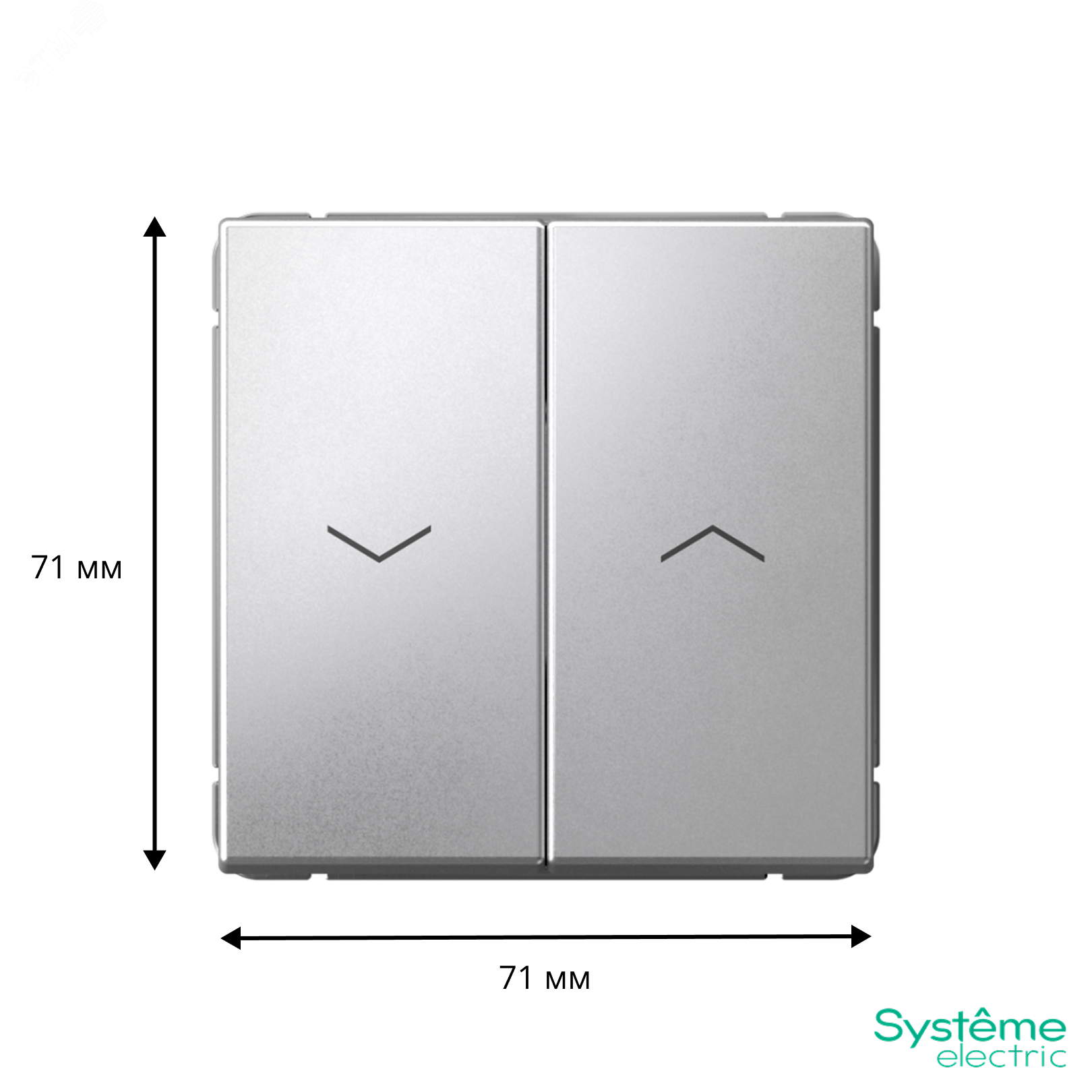 Фото товара ARTGALLERY 2-клавишный выключатель для жалюзи, 2х сх.4, 10А, механизм, алюминий GAL000319