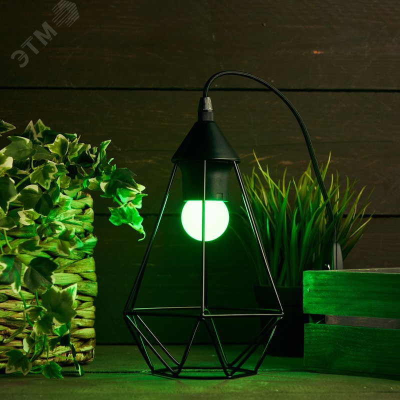 Лампа светодиодная 1Вт шар d45 5LED зел. E27 405-114