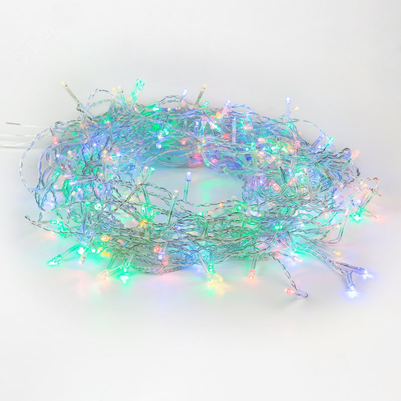 Фото товара Гирлянда светодиодная "Светодиодный Дождь" 1.5х1м 96LED мультиколор 8Вт 230В IP20 с контроллером провод прозр. 235-029