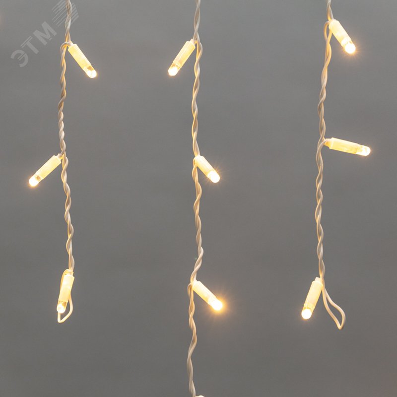 Гирлянда Айсикл 4,8х0,6 м, с эффектом мерцания, белый ПВХ, 176LED, цвет: Тёплый белый, 230В 255-166