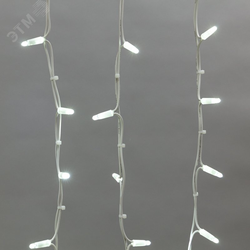 Гирлянда Айсикл (бахрома) светодиодный, 4,0 х 0,6 м, белый провод КАУЧУК, 230 В, диоды белые, 128 LED 255-205