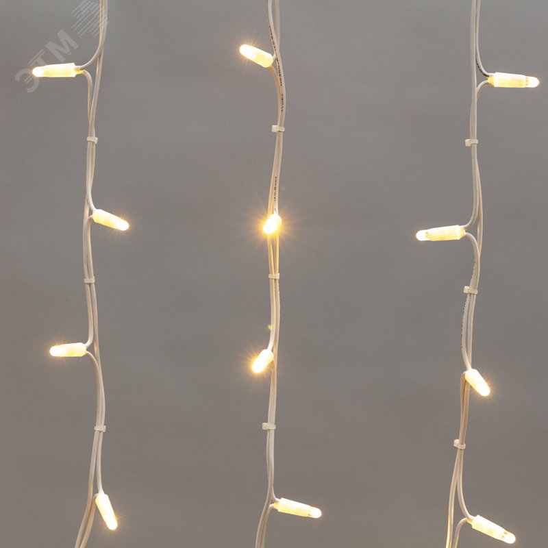 Гирлянда Айсикл (бахрома) светодиодный, 4,0 х 0,6 м, белый провод КАУЧУК, 230 В, диоды ТЕПЛЫЙ БЕЛЫЙ, 128 LED 255-206