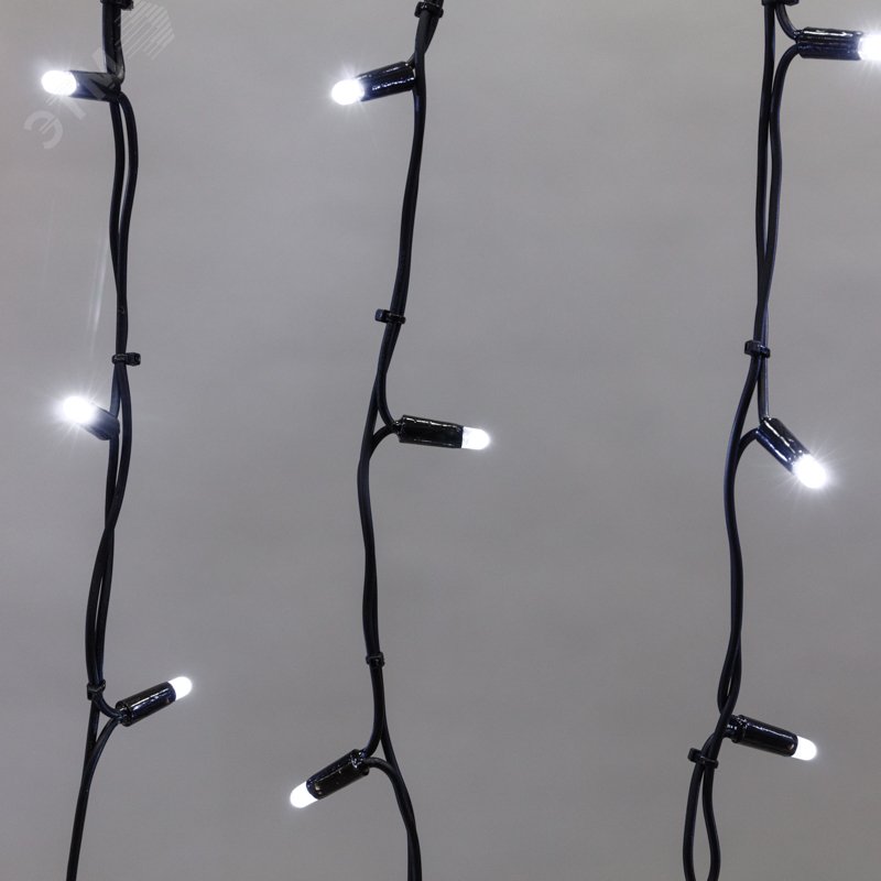 Гирлянда светодиодная "Айсикл" (бахрома) 4х0.6м 128LED бел. 10Вт 230В IP67 провод каучук черн. 255-225