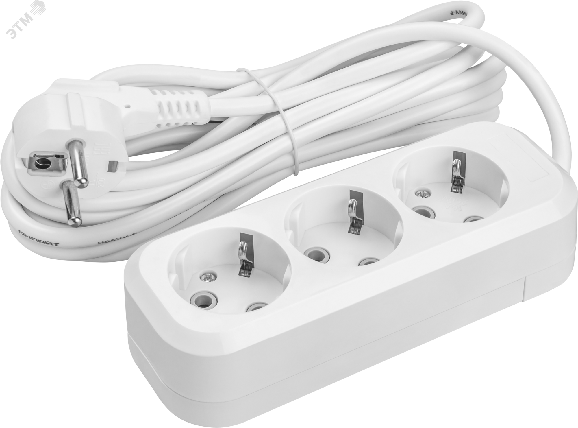 Удлинитель бытовой OPE-S-03-200-E-3x1 с заземлением 3 розетки 2м ПВС 3х1 3500Вт 33284