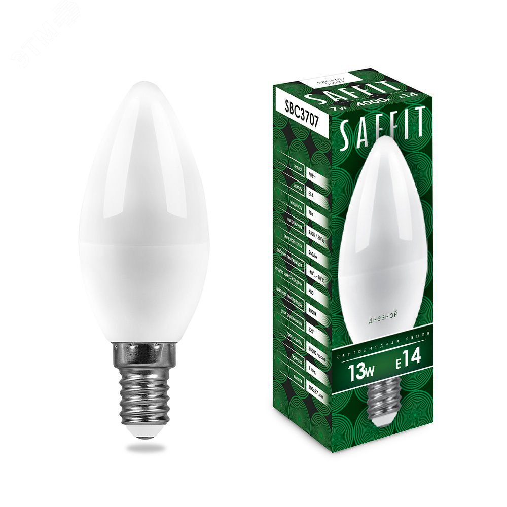 Лампа светодиодная LED 13вт Е14 дневной матовая свеча 55172