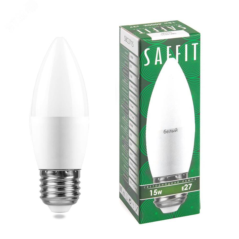 Лампа светодиодная LED 15вт Е27 белый матовая свеча 55206