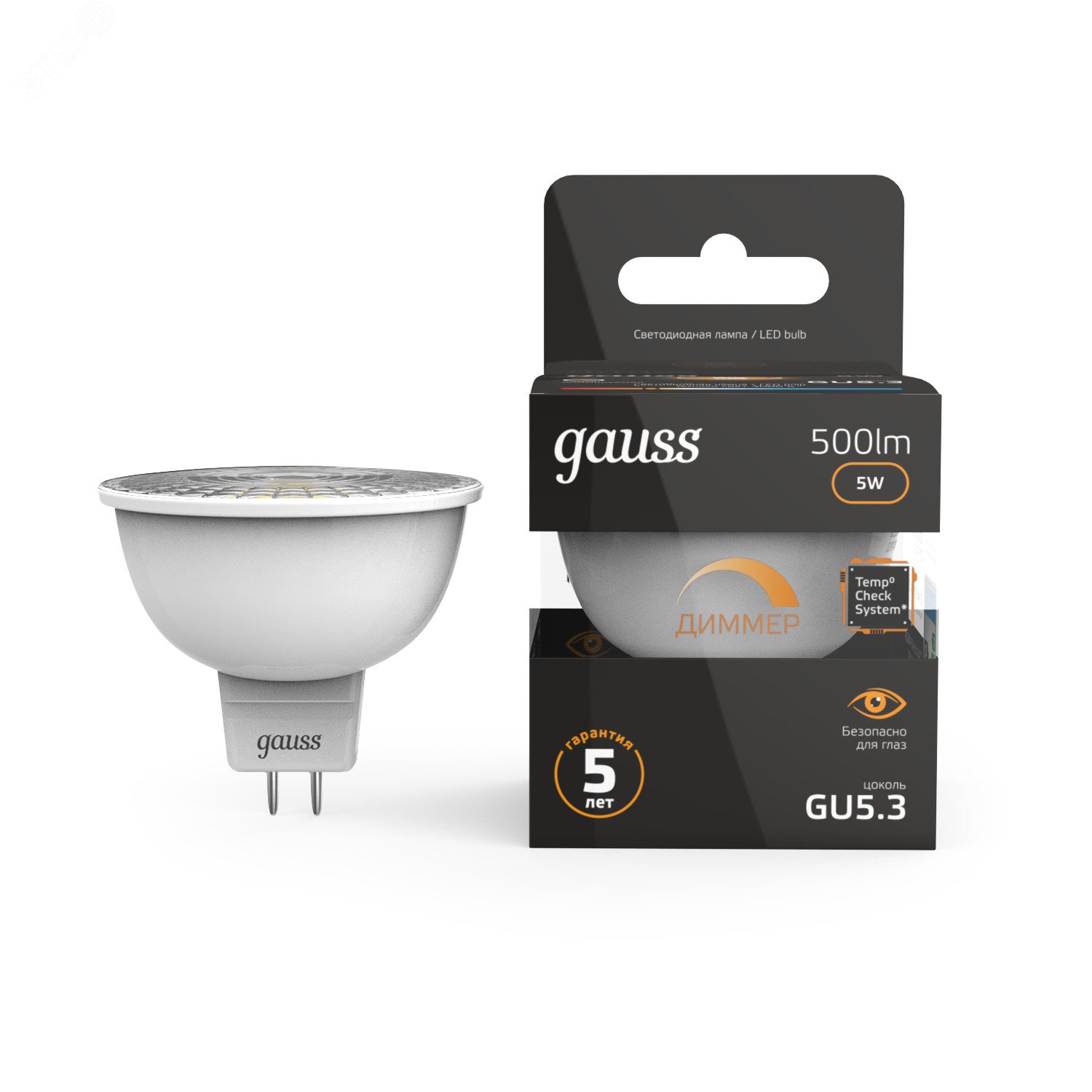 Фото товара Лампа LED MR16 GU5.3-dim 5W 3000K диммируемая 101505105-D