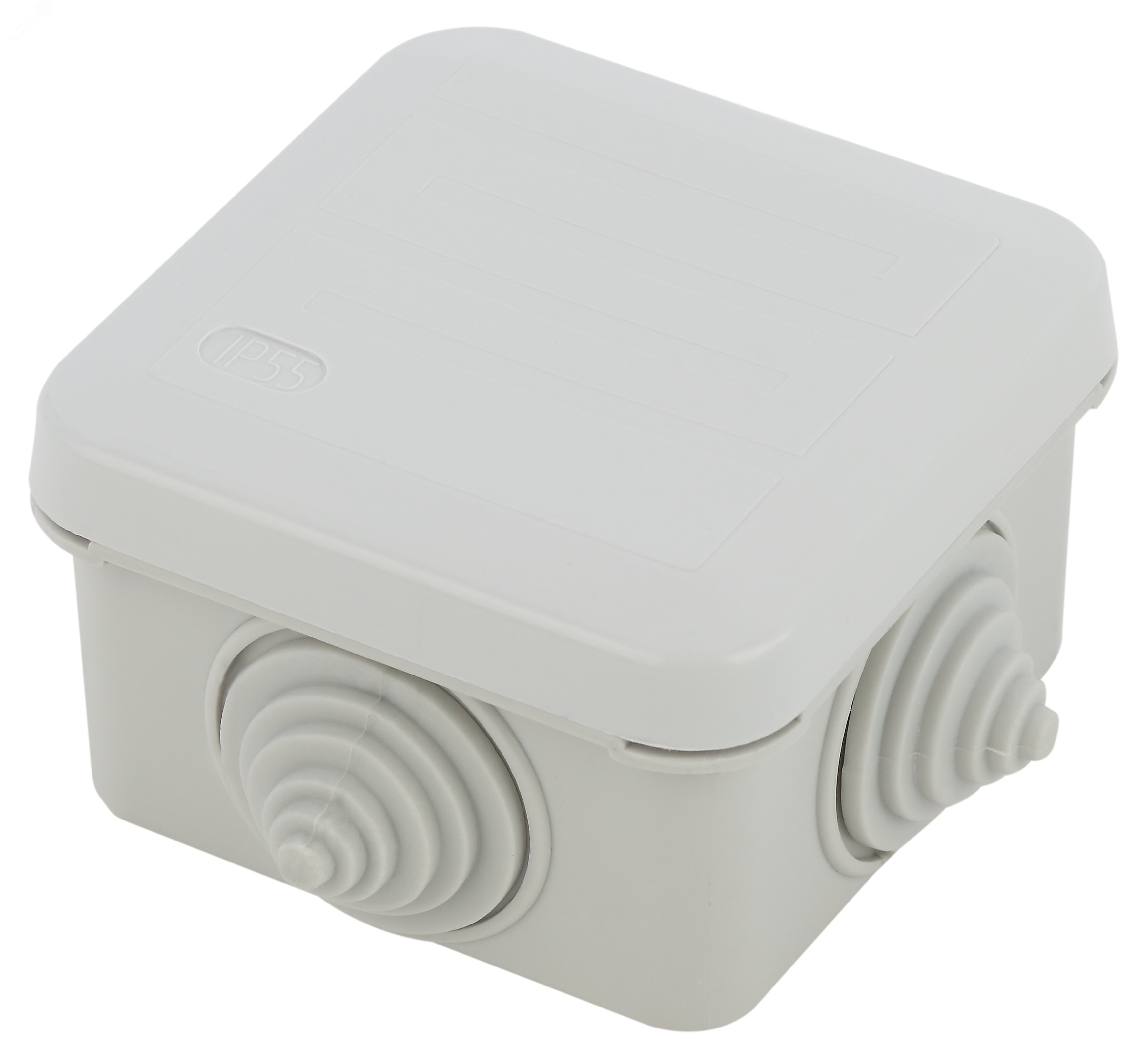 Распаячная коробка KORz-70-70-40-4gv открытой установки 70х70х40мм защелк крышка 4 вставл сальника IP55 Б0055758