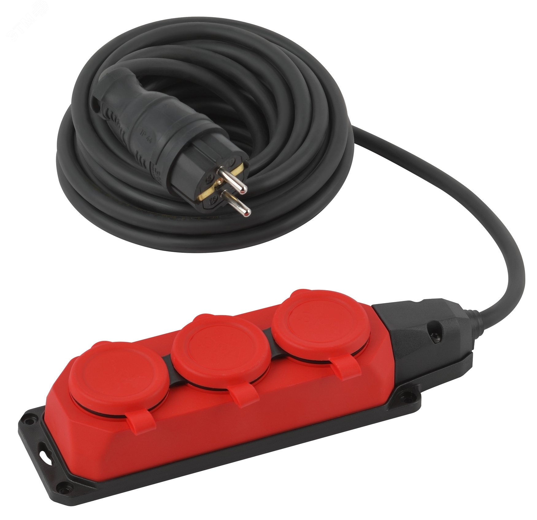 Удлинитель силовой UK-3e-3x1.5-5m-IP44(KG) с заземлением 3 розетки каучук 5м КГ 3х1.5кв.мм IP44 Б0057579