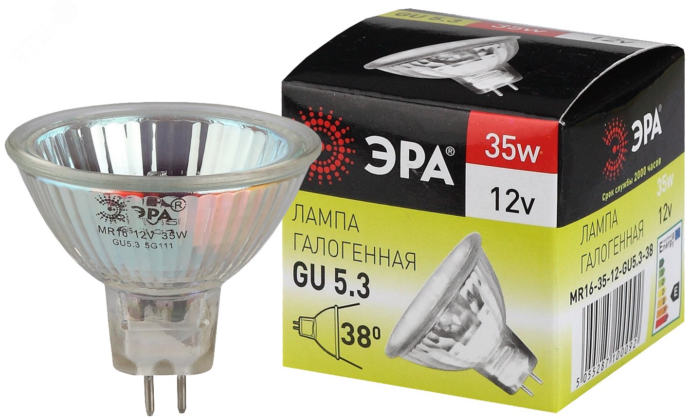 Фото товара Лампа галогенная GU5.3-MR16-35W-12V-Cl ЭРА C0027355