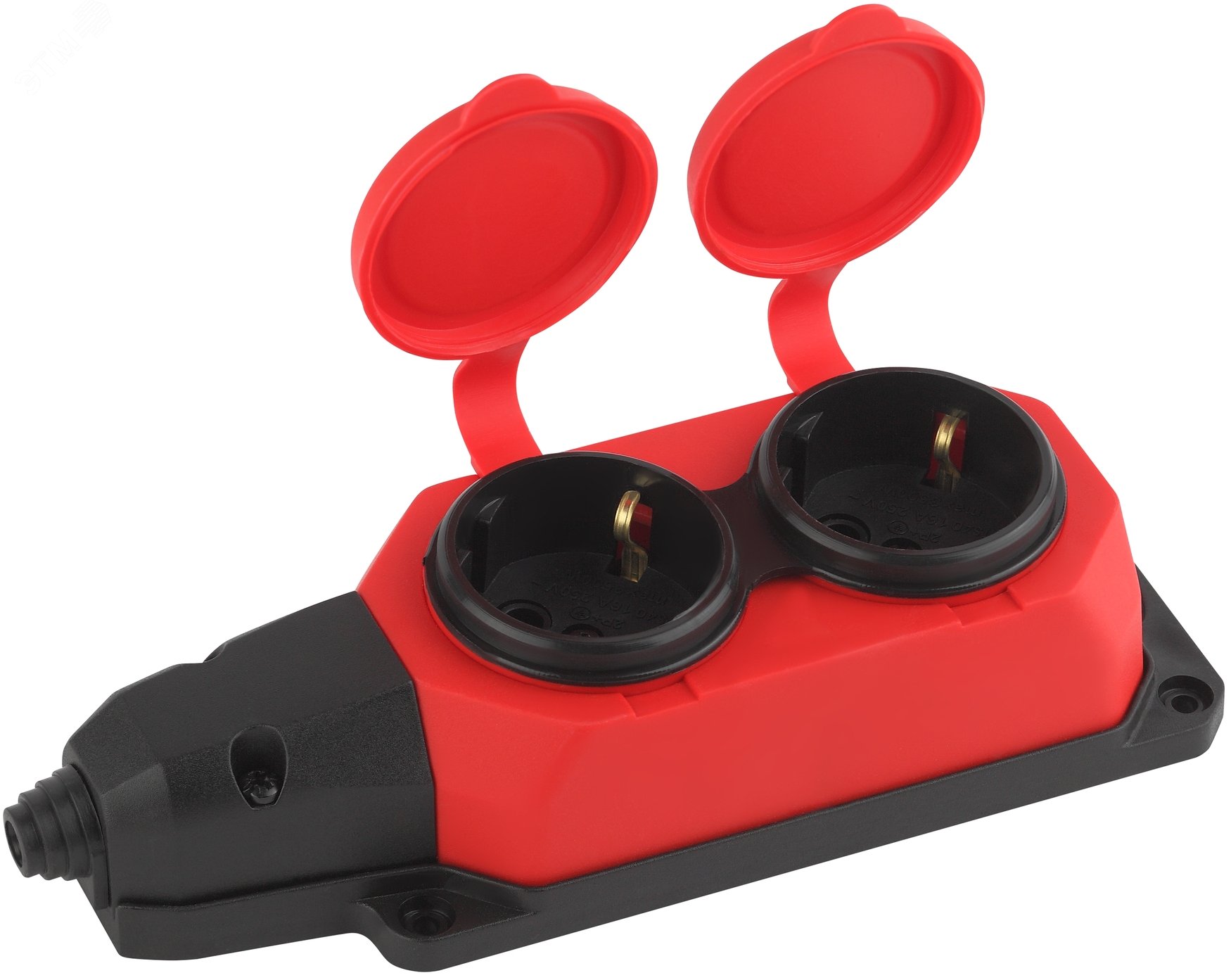 Колодка удлинителя 2-м с заземл. 16А IP44 K-2e-RED-IP44 каучук красн. Б0044551