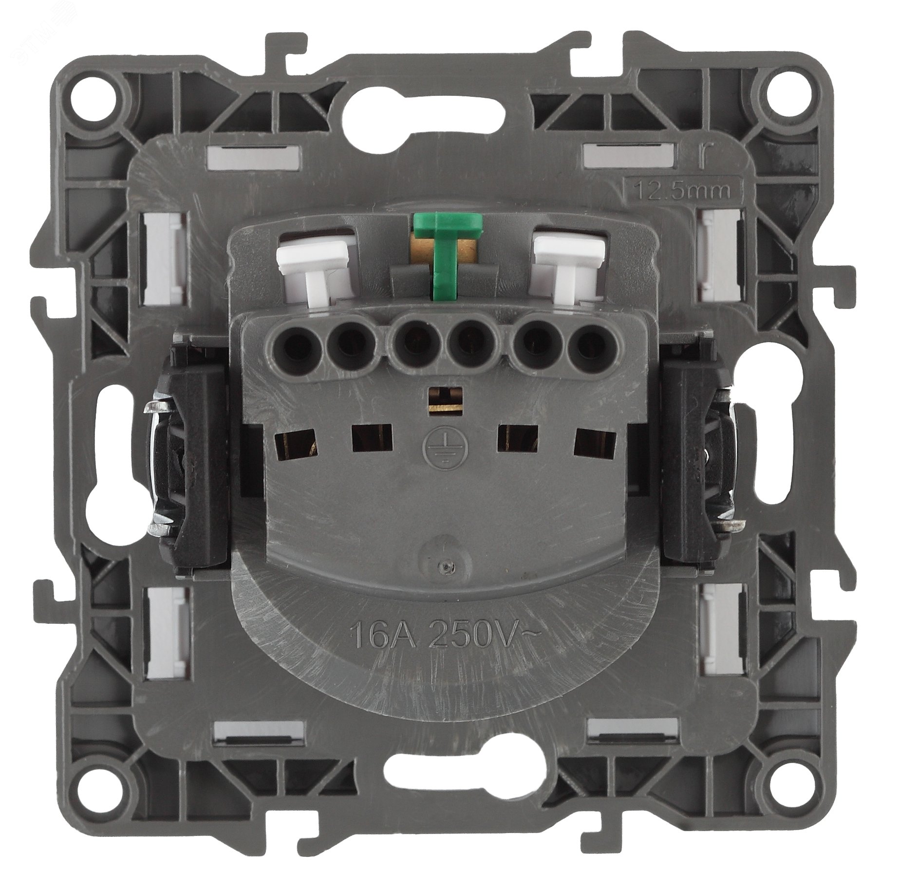 Розетка 1-м СП 2 12-2102-01 16А IP20 16AX 250В 2P+E Schuko защ. шторки механизм бел. Б0014687