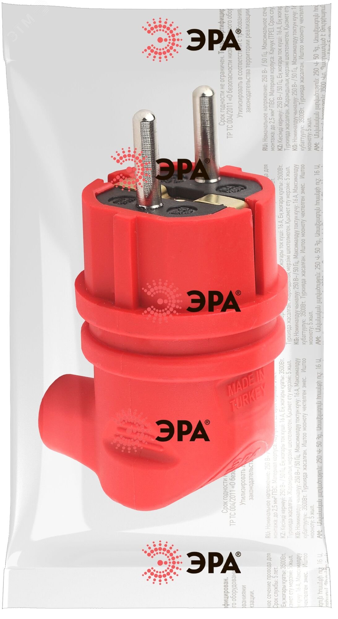 Фото товара Вилка 90град. V9-RED-IP44 16А IP44 с заземл. каучук красн. Б0044549