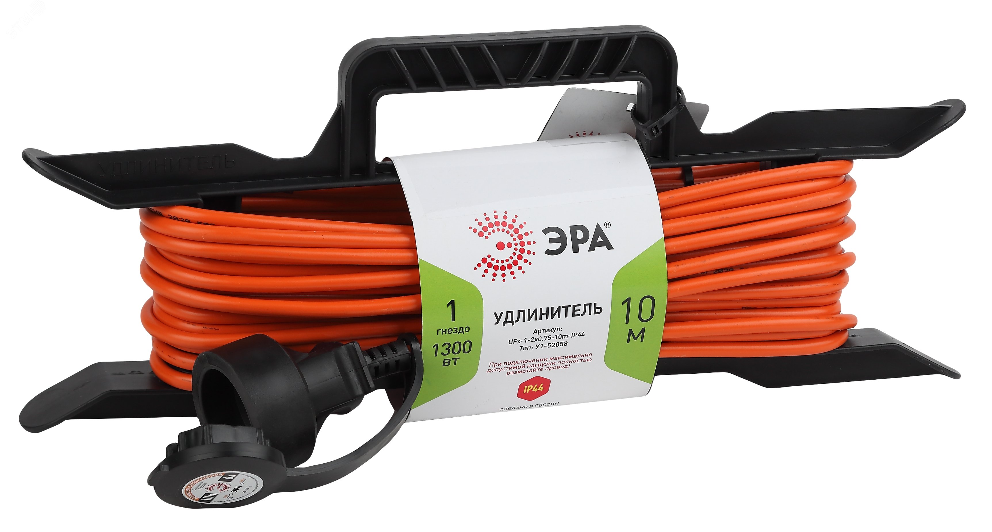 Удлинитель-шнур на рамке 1х10м без заземл. 6А IP20 UFx-1-2х0.75-10m ПВС 2х0.75 Б0046820