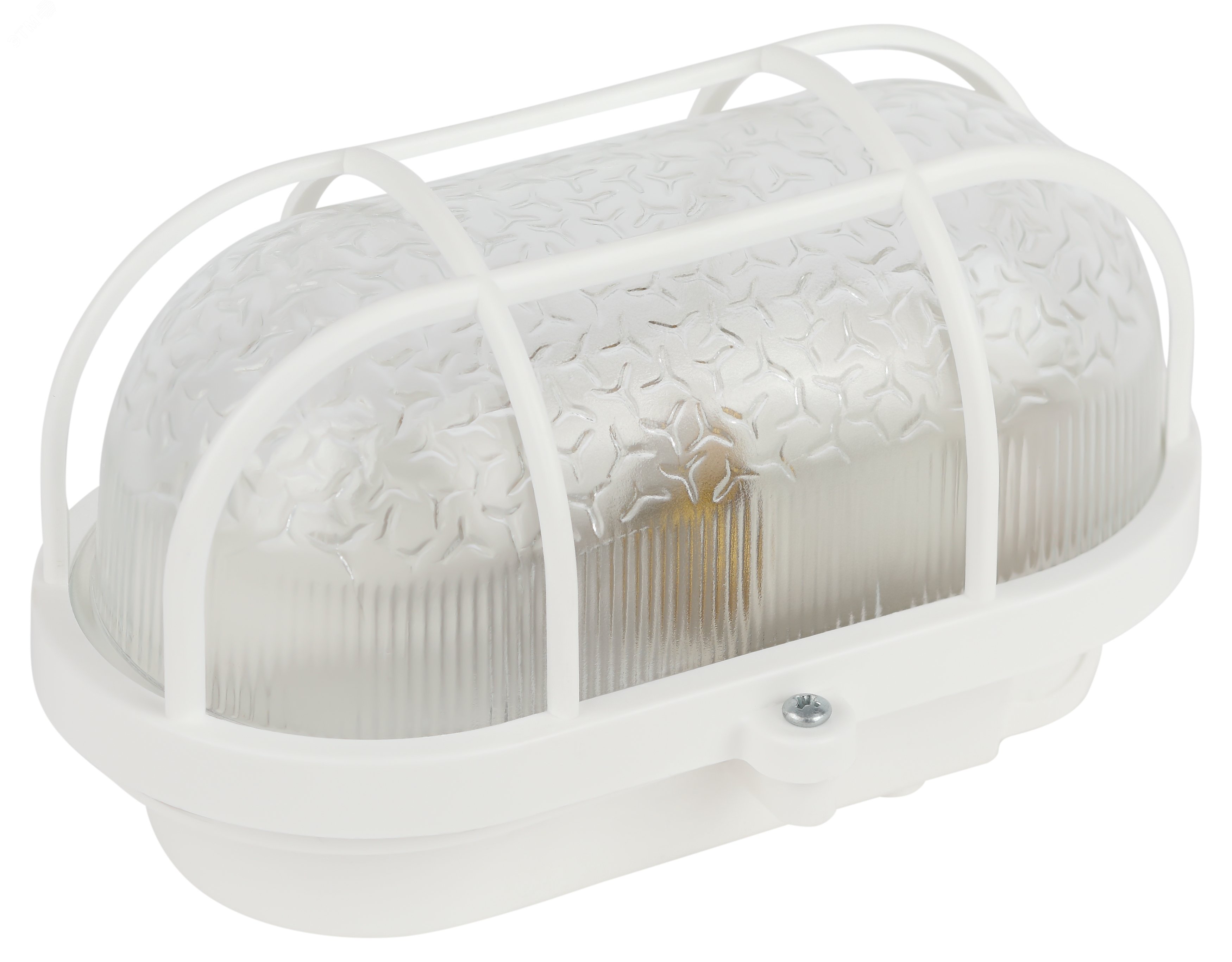 Светильник НБП 01-60-002 с решеткой Евро пластик/стекло IP53 E27 max 60Вт 184х115х90 овал белый Б0052015