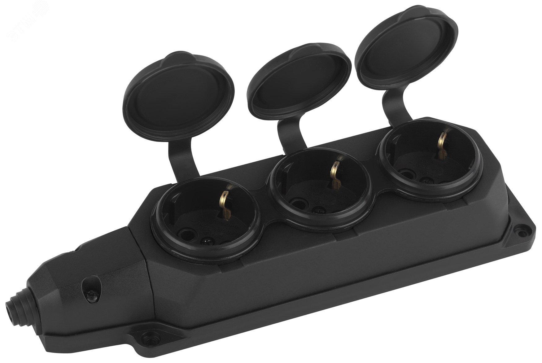 Колодка удлинителя 3-м с заземл. 16А IP44 K-3e-B-IP44 каучук черн. Б0044545