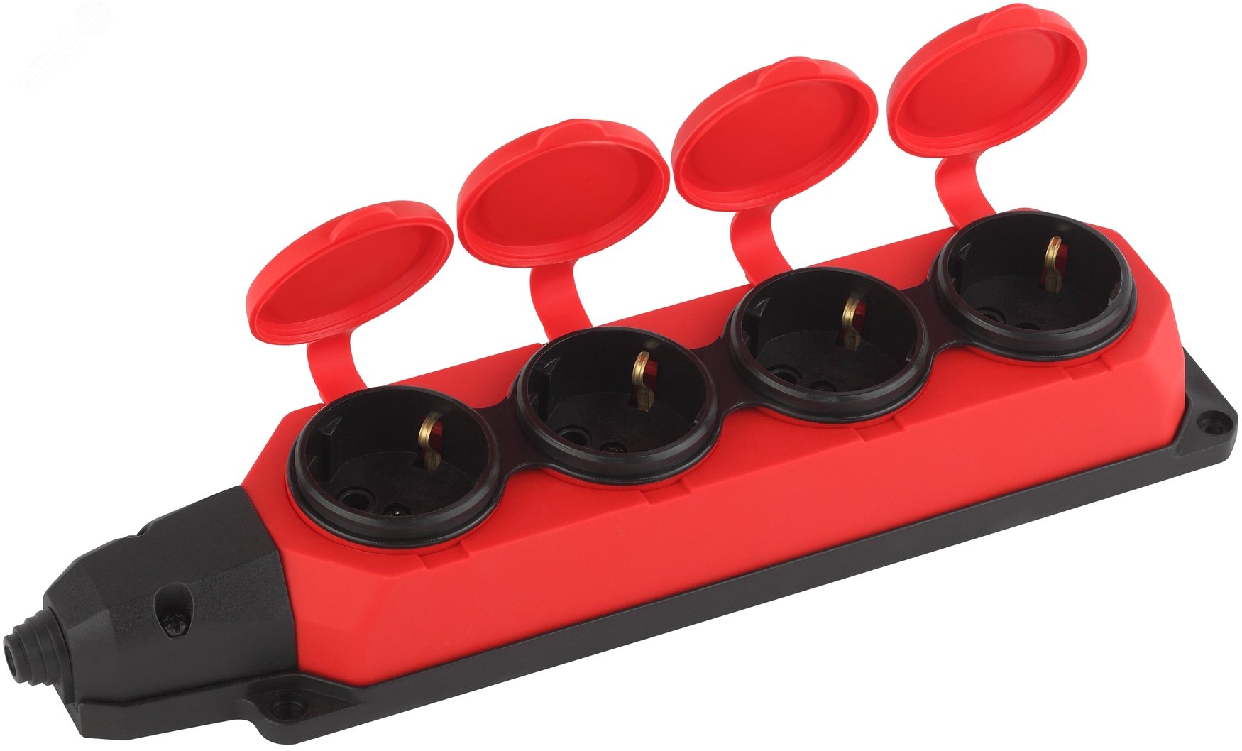 Колодка удлинителя 4-м с заземл. 16А IP44 K-4e-RED-IP44 каучук красн. Б0044553