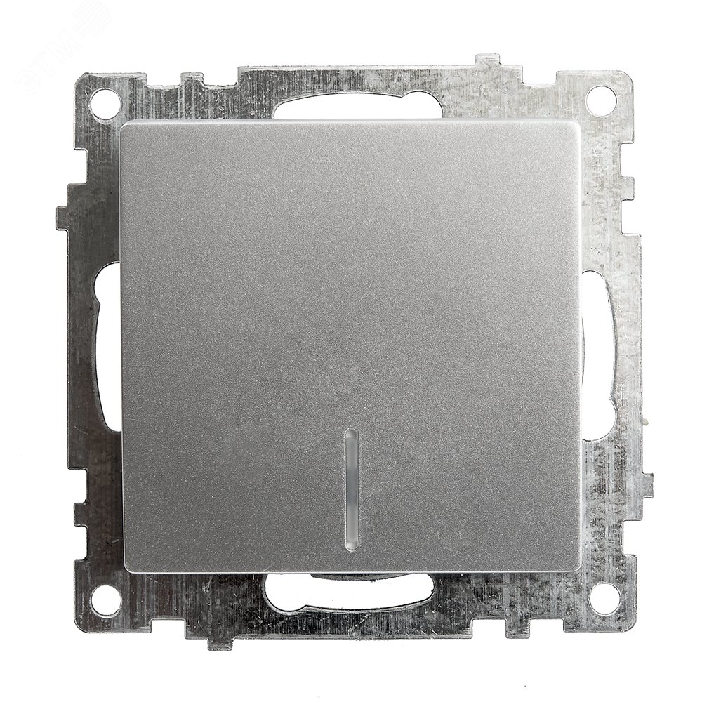 Выключатель 1-клавишный c индикатором (механизм), 250В, 10А, серия Катрин, серебро 39577