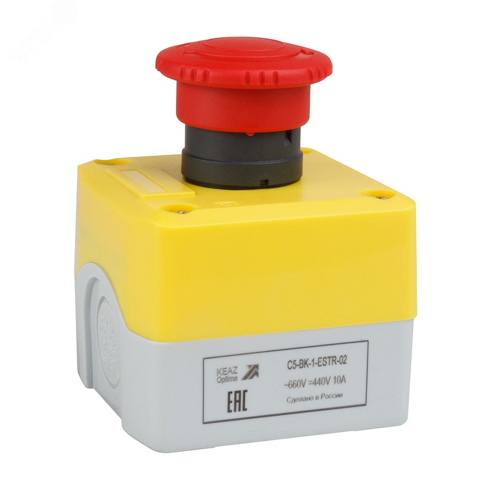 Пост кноп авар стоп OptiSignal D22 C5-BK-1-ESTR-02 2НЗ возв пов XALK178F 338523