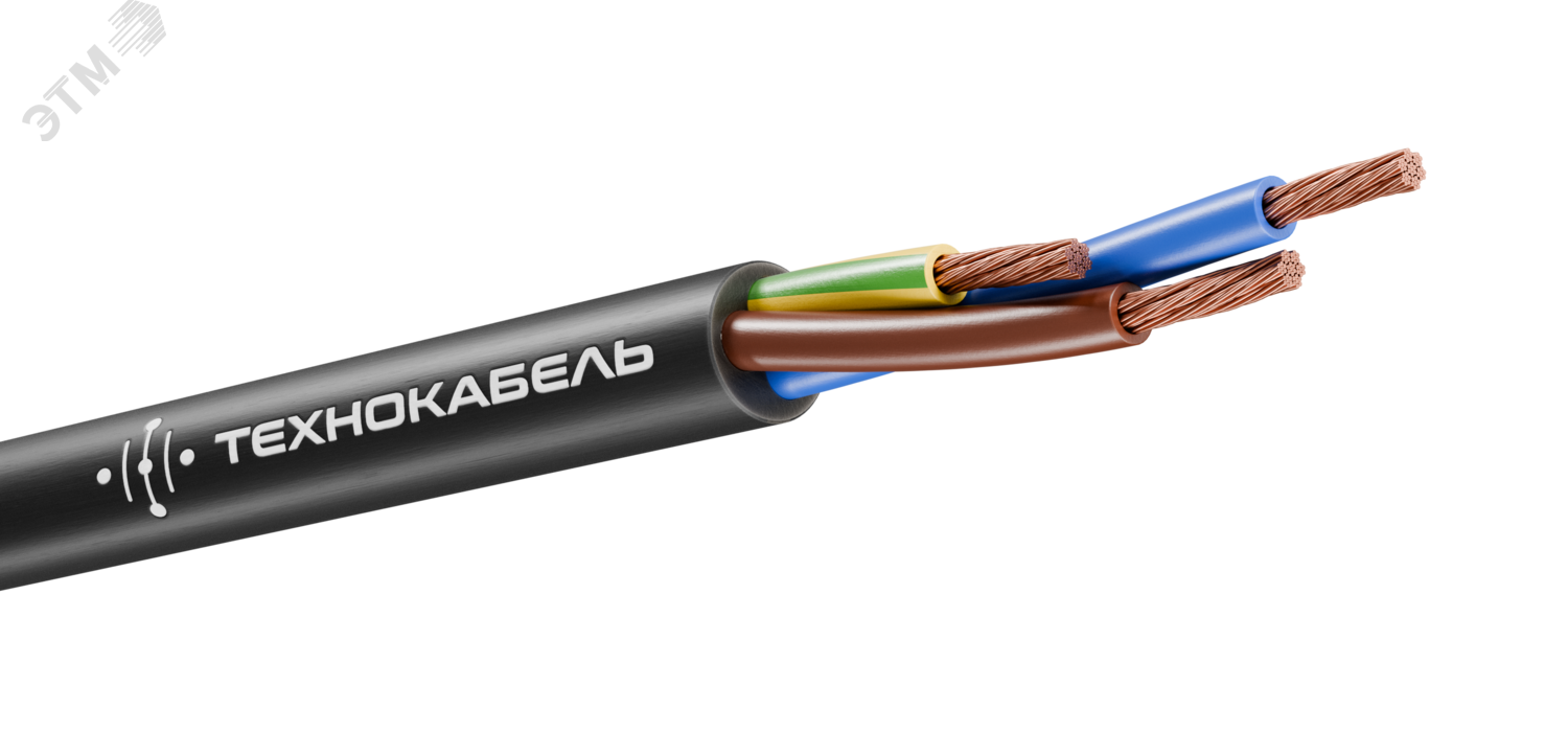 Провод ПВС 3х1.5 (2х1.5+1х1.5) 380В Ч (бухта) (м) 00-00148759