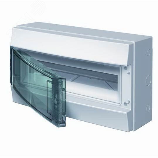 Фото товара Щит распределительный навесной 18 модулей ЩРн-п-18 пластиковый Mistral65 серая прозрачная дверь с клеммами IP65 (65P18X12A) 1SLM006502A1203