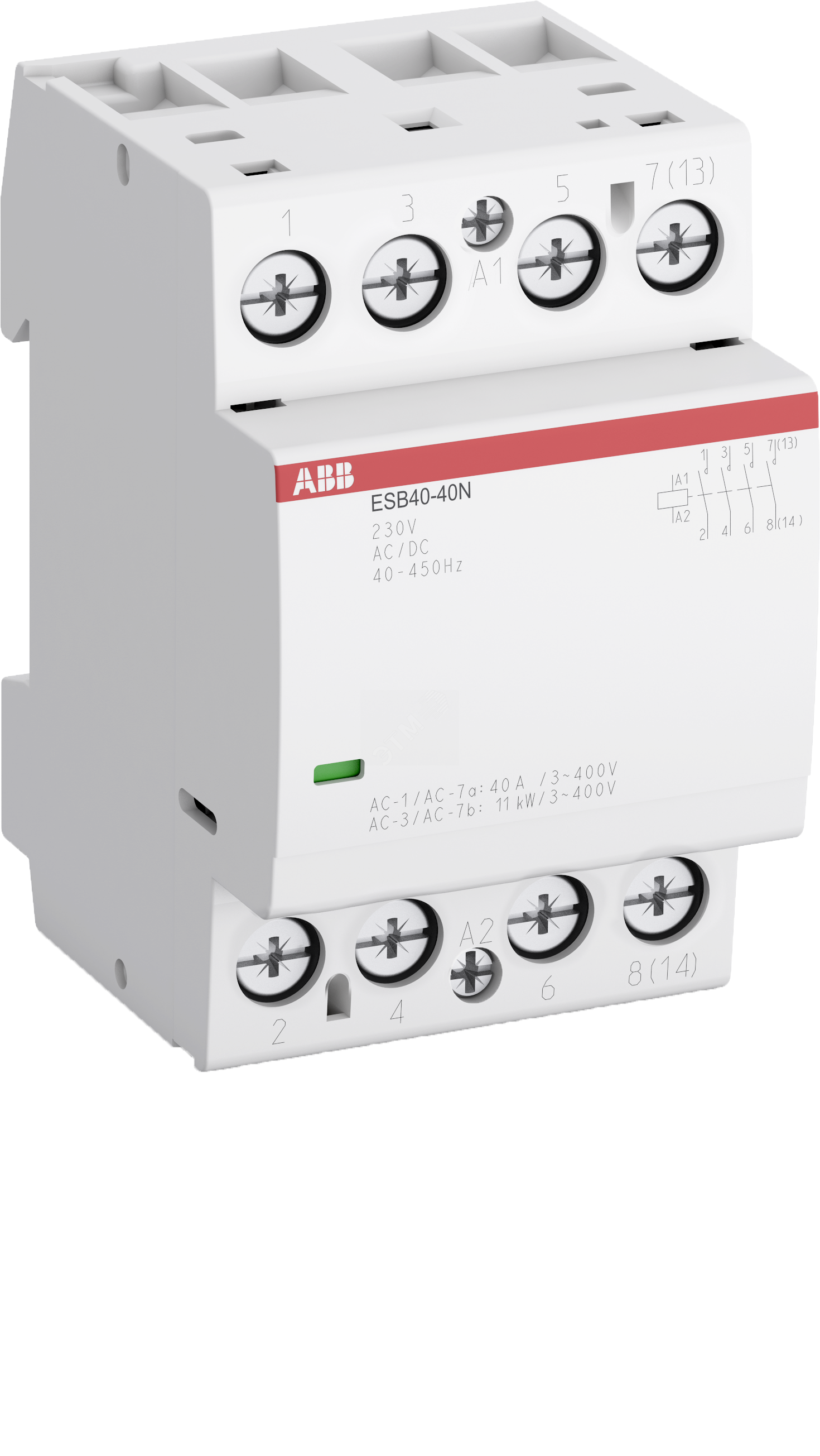 Контактор ESB40-40N-06 модульный (40А АС-1 4НО) катушка 230В AC/DC 1SAE341111R0640