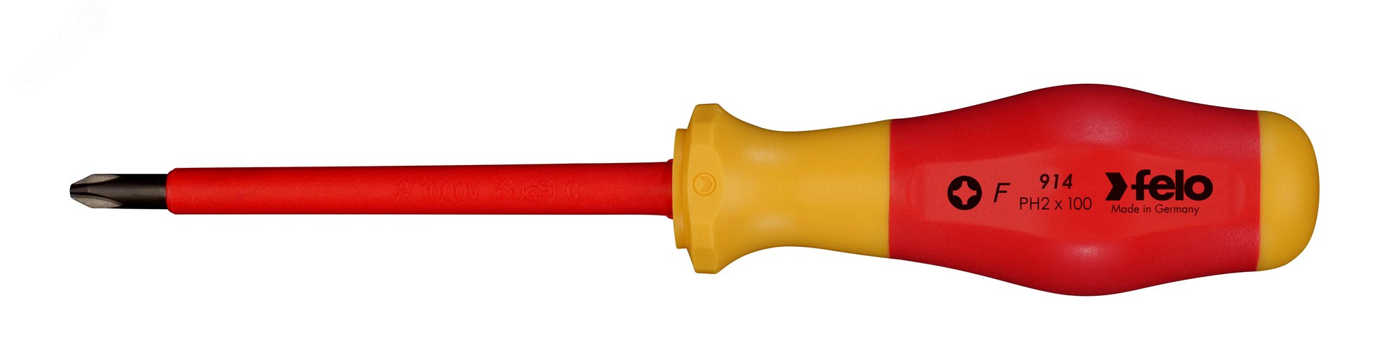 Фото товара Отвертка диэлектрическая крестовая PH2х100 Felo 91420390