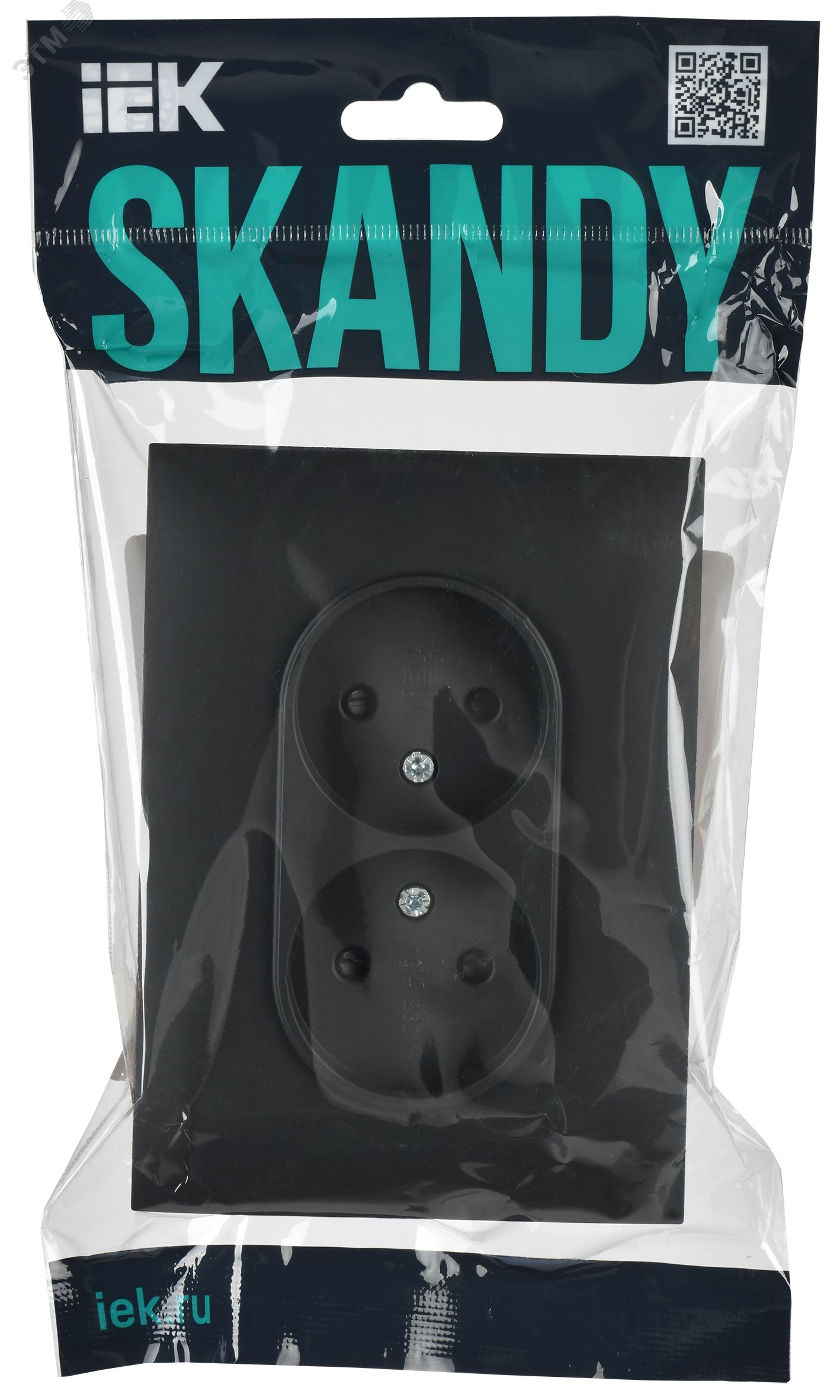 SKANDY Розетка 2-местная без заземления с защитными шторками 10А в сборе SK-R09G графит IEK SK-R23-10-K53-F