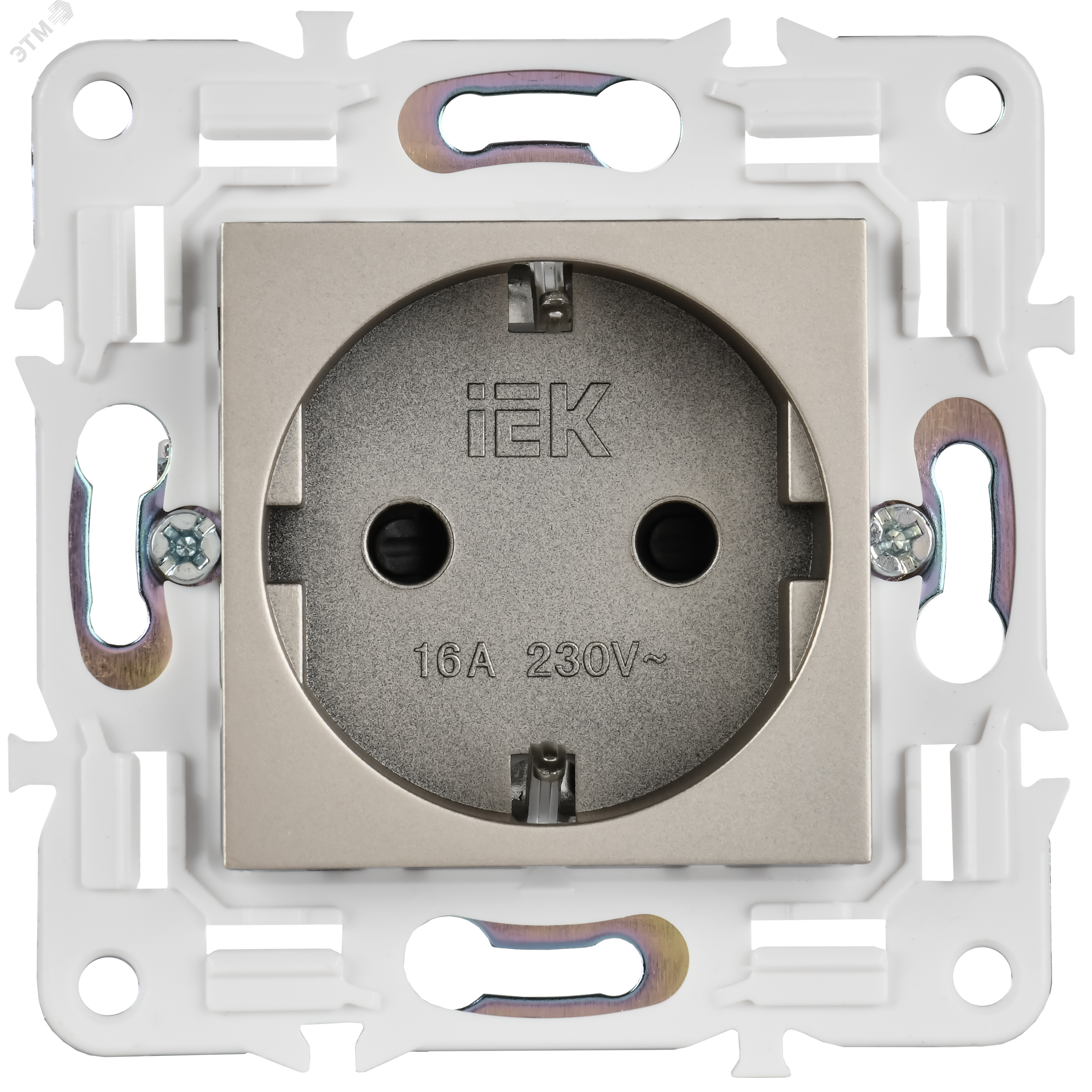 SKANDY Розетка с заземлением с защитными шторками 16А безвинтовое крепление SK-R06Sh шампань IEK SK-R14-16-1-K37