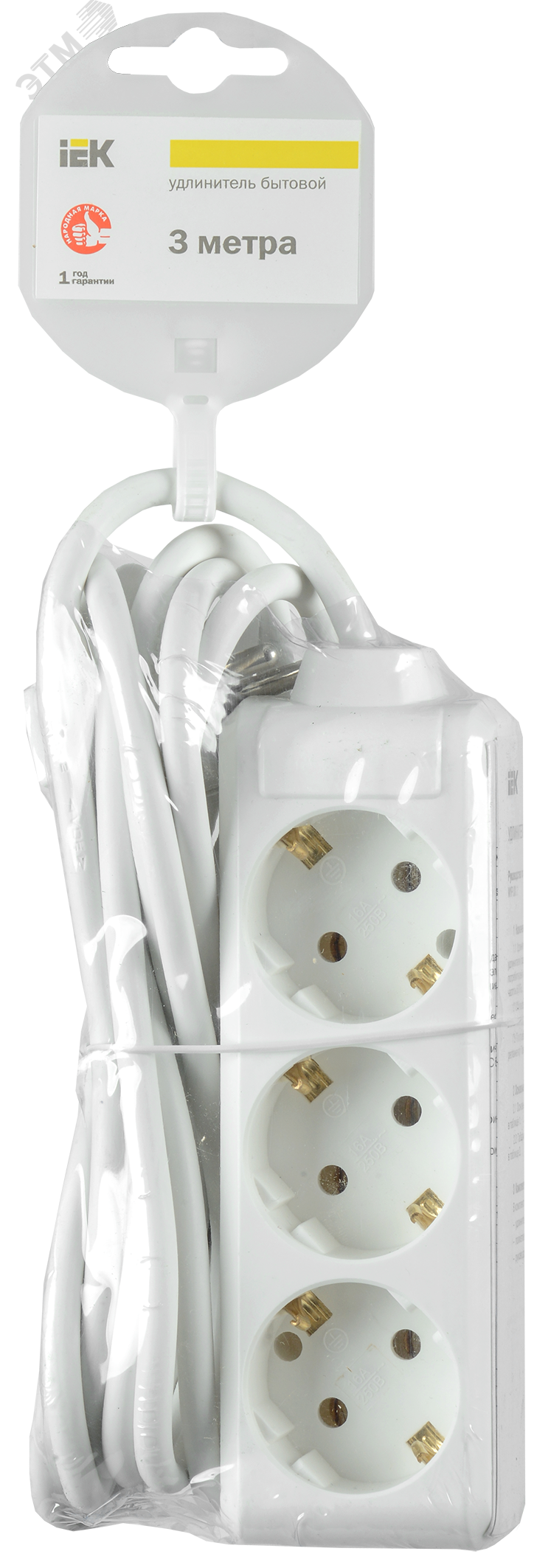 Удлинитель 3х3м с заземл. 16А IP20 У03 2P+PE 250В 3х1 WYP10-16-03-03-Z-N